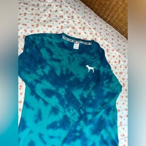 Victoria’s secret PINK Spirit Jersey Tie Dye Blue and Green Size Small